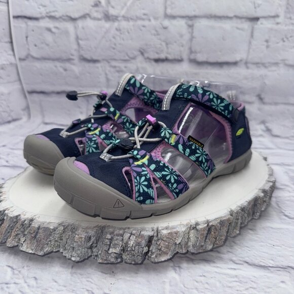 Keen Seacamp CNX Girls Lilac Sky Blue/Purple Floral Water Sandals Size 5 - Picture 4 of 12